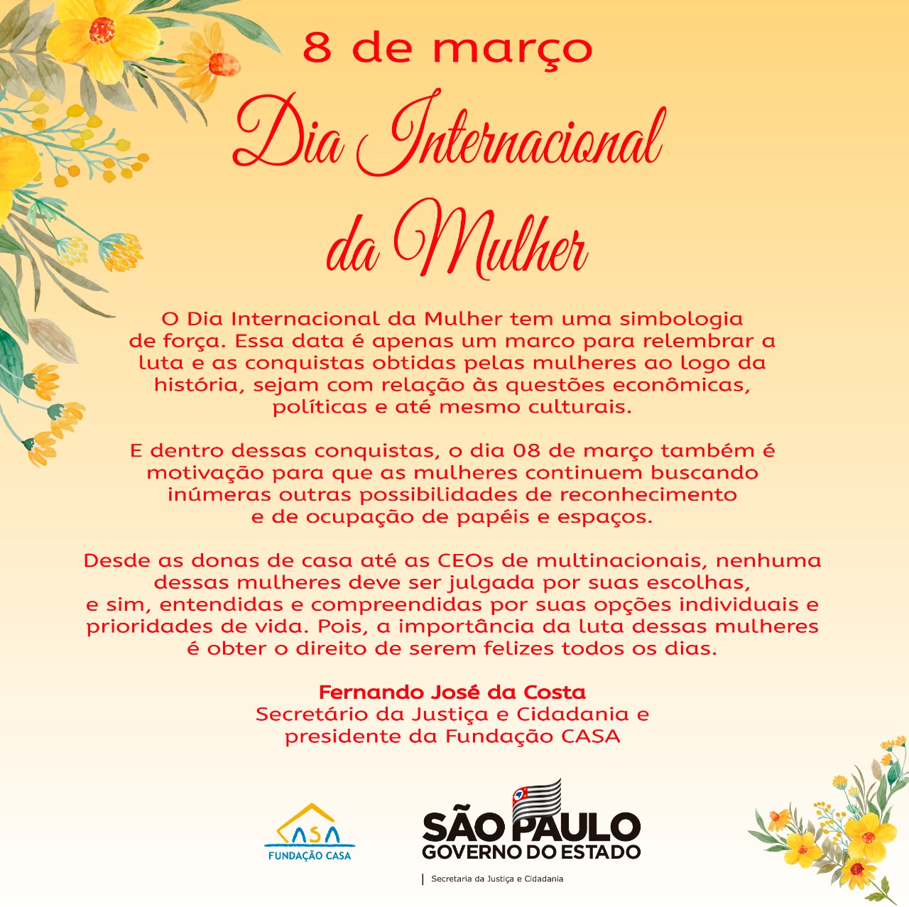 Dia 08 de março – Dia Internacional da Mulher